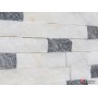 Patlatma Doğal Taş Duvar Mozaik Beyaz Fon Simli Mix  23x48mm -DT1207